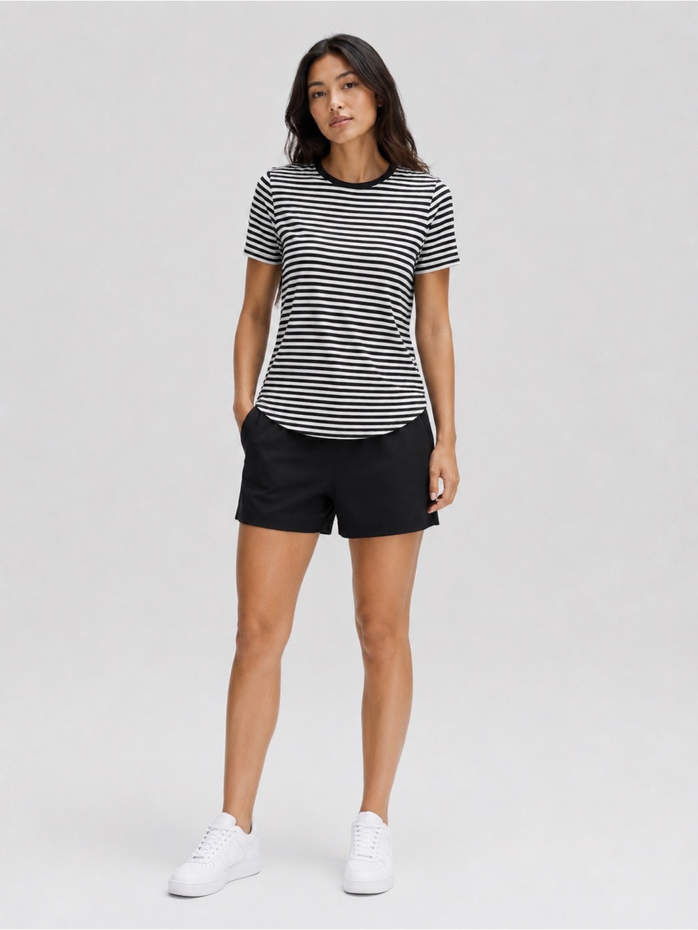 Lululemon Love Crewneck Tee Black and White Stripes Size 8